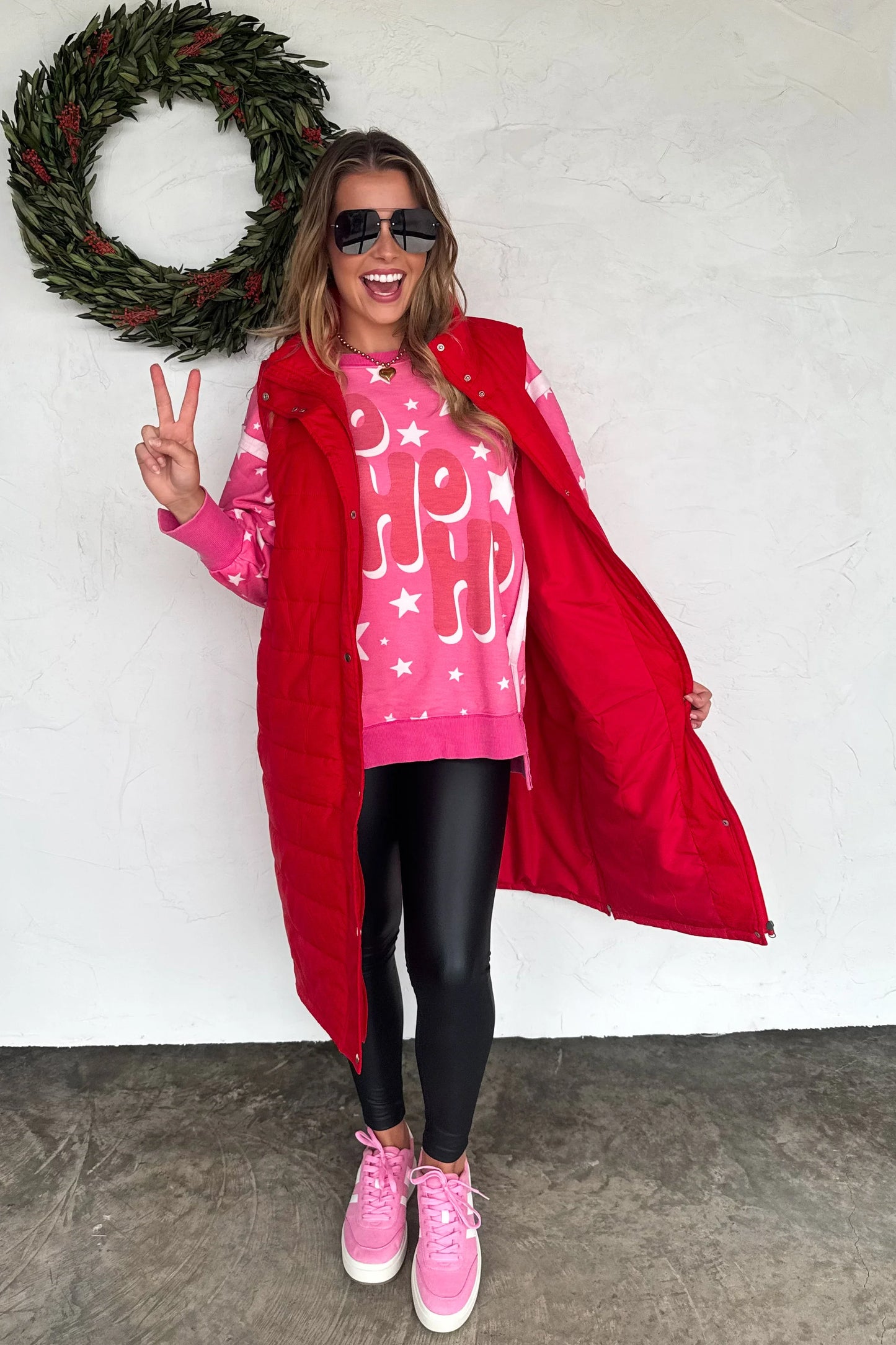 Red Long Puffer Vest