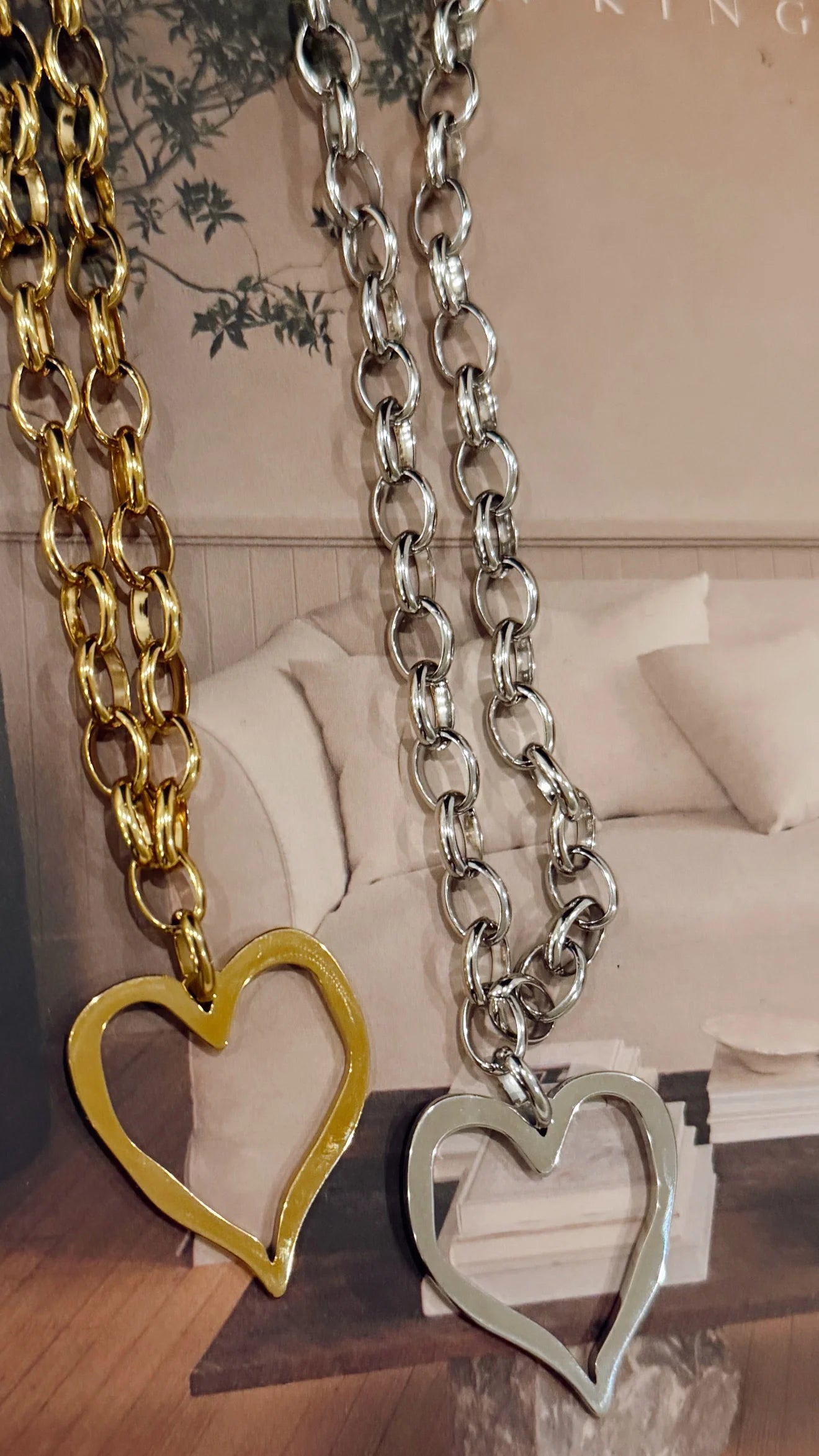 Large Open Heart Necklace (Silver) — silver stainless steel water-resistant necklace with open heart pendant, available at Frost Impressions Boutique in Wapakoneta, Ohio.