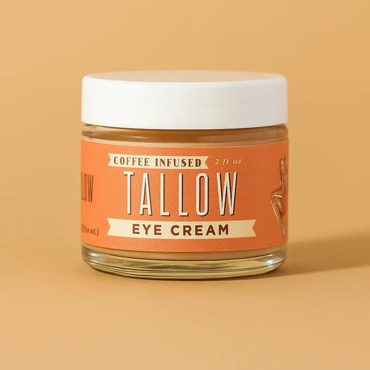 Lady May Coffee-Infused Tallow Eye Cream — natural under-eye balm made with coffee bean extract, jojoba oil, and grass-fed tallow, available at Frost Impressions Boutique in Wapakoneta, Ohio.