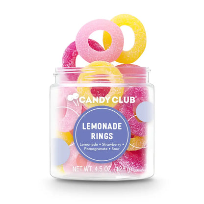 Avery’s Lemonade Rings from Candy Club — lemonade-flavored gummy rings in strawberry, classic, and pomegranate, available at Sweet Impressions by Avery.