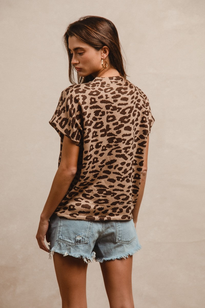 Leopard print knit sweater top with soft cozy texture — Wild At Heart Knit Top from Frost Impressions Boutique.