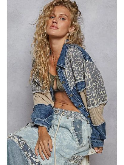 French Terry Leopard Jacket — long sleeve relaxed fit animal print jacket from Frost Impressions Boutique in Wapakoneta, Ohio.