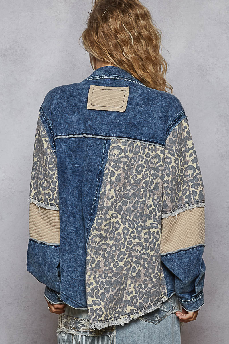 French Terry Leopard Jacket — long sleeve relaxed fit animal print jacket from Frost Impressions Boutique in Wapakoneta, Ohio.