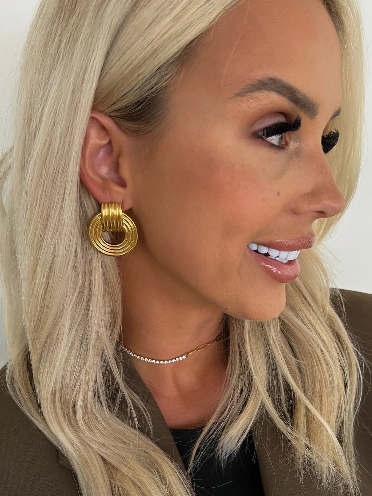 Mia Earrings (Gold) — 18k gold plated stainless steel water-resistant earrings with lifetime warranty, available at Frost Impressions Boutique in Wapakoneta, Ohio.