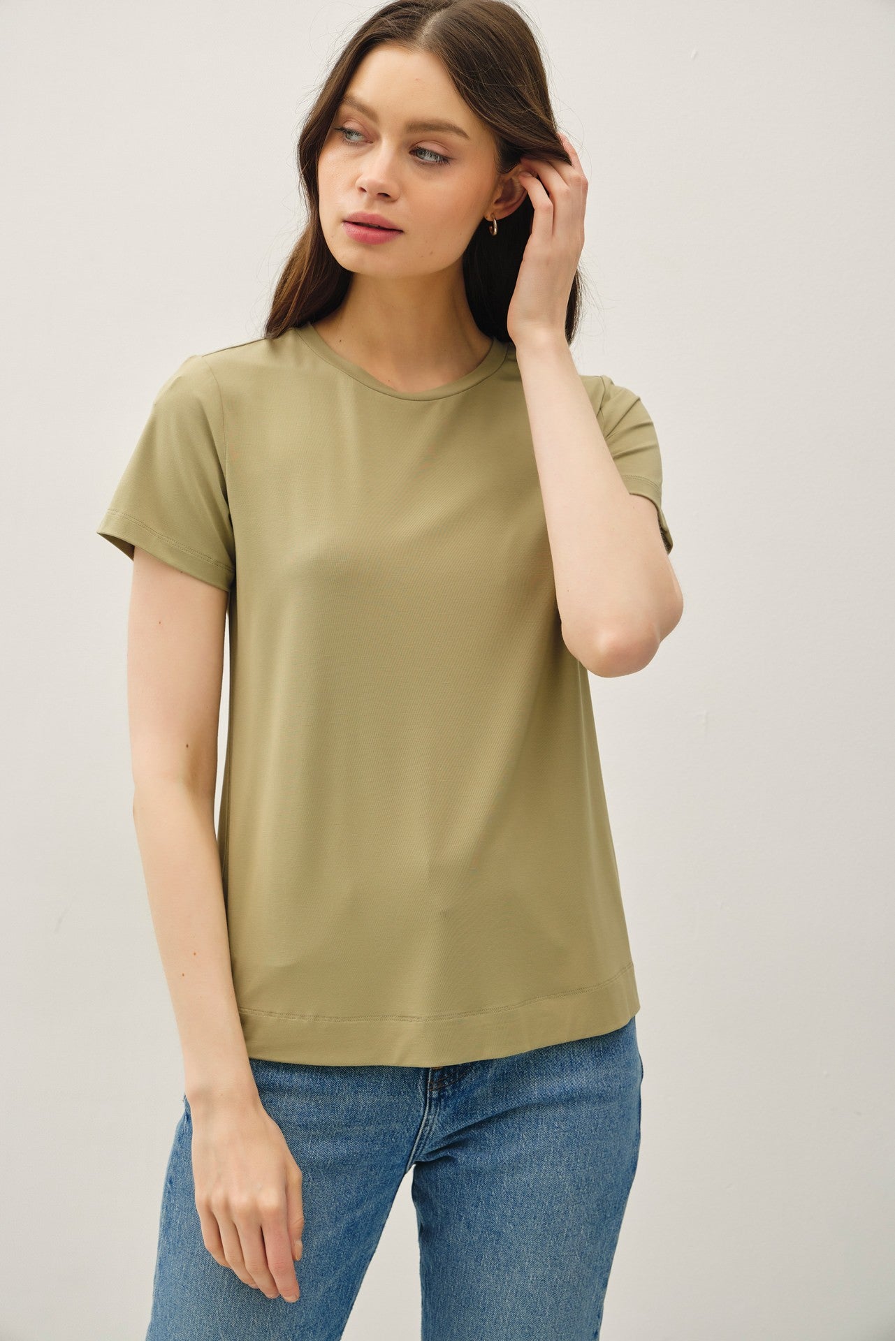Fern green round neck short sleeve bamboo modal t-shirt — Frost Favorite Basic Tee (Fern) from Frost Impressions Boutique.