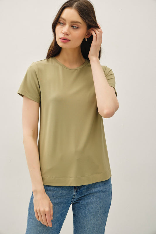 Fern green round neck short sleeve bamboo modal t-shirt — Frost Favorite Basic Tee (Fern) from Frost Impressions Boutique.