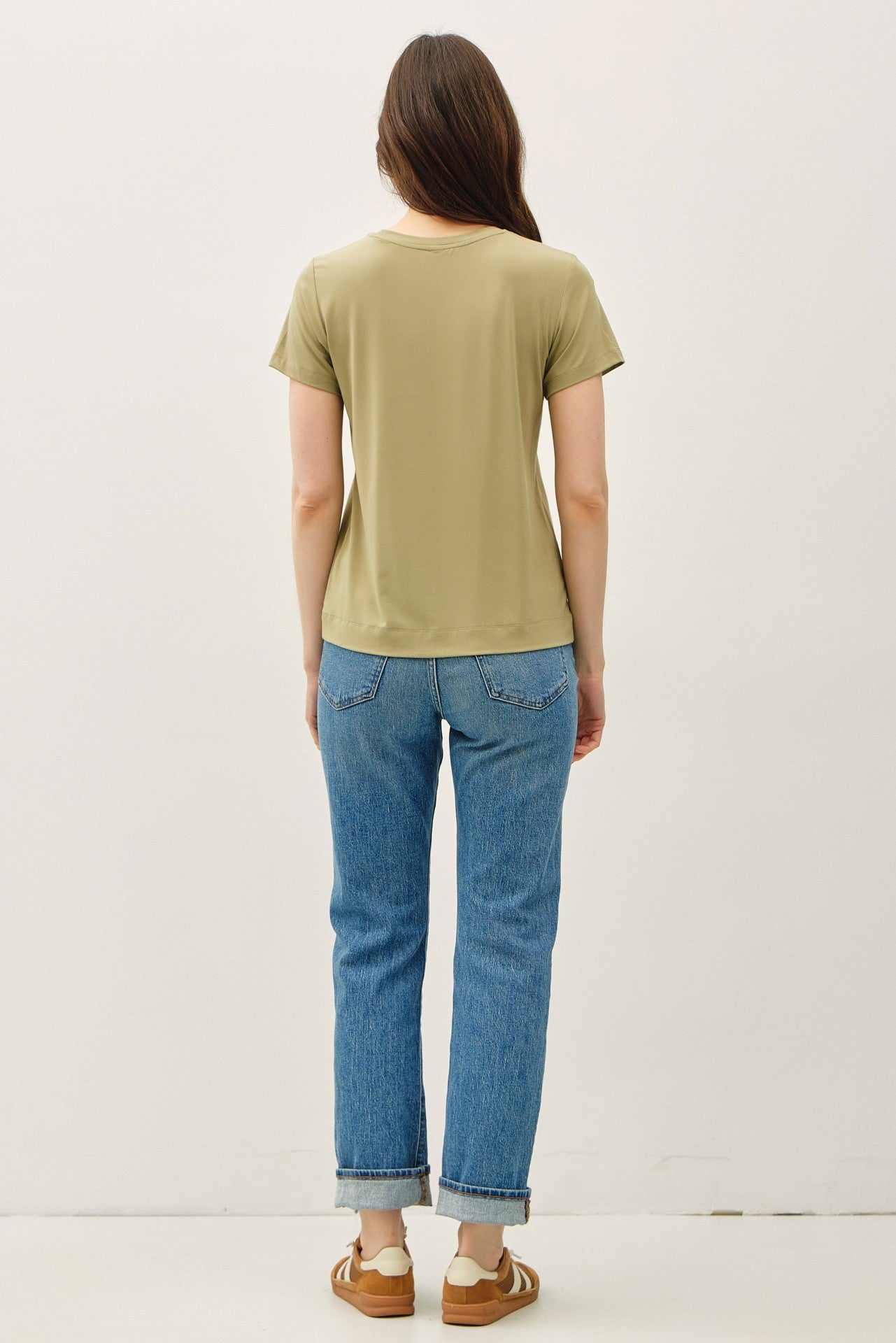 Fern green round neck short sleeve bamboo modal t-shirt — Frost Favorite Basic Tee (Fern) from Frost Impressions Boutique.