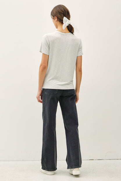 Heather grey round neck short sleeve bamboo modal t-shirt — Frost Favorite Basic Tee (H. Grey) from Frost Impressions Boutique.