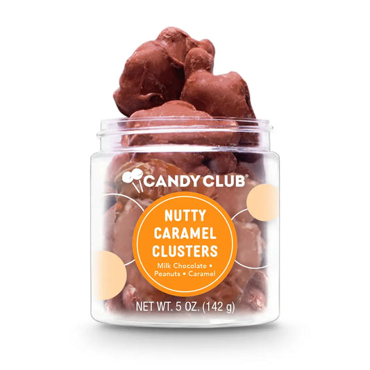 Avery’s Nutty Caramel Clusters from Candy Club — roasted peanuts with creamy caramel coated in milk chocolate, available at Sweet Impressions by Avery.