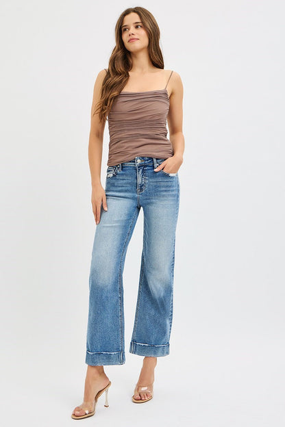 Mid rise crop straight jeans with fixed Taylor cuff — Perfectly Cuffed Jeans from Frost Impressions Boutique.