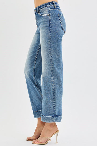 Mid rise crop straight jeans with fixed Taylor cuff — Perfectly Cuffed Jeans from Frost Impressions Boutique.