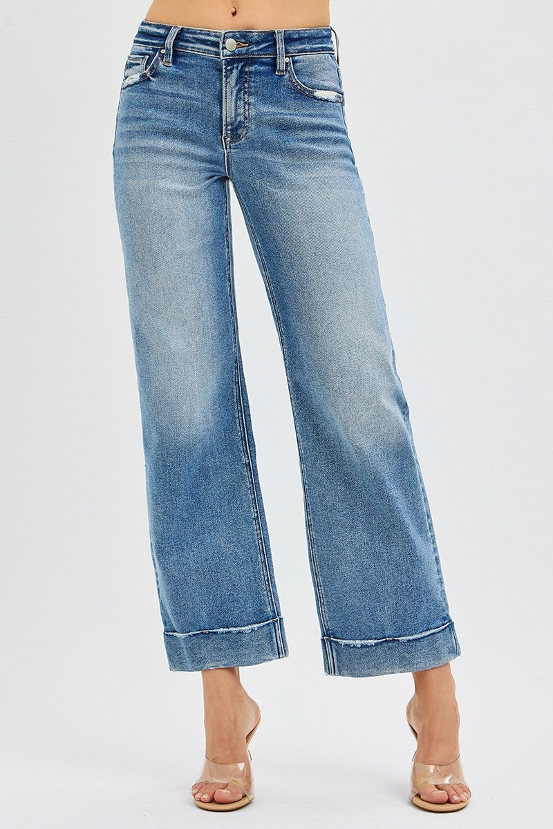 Mid rise crop straight jeans with fixed Taylor cuff — Perfectly Cuffed Jeans from Frost Impressions Boutique.