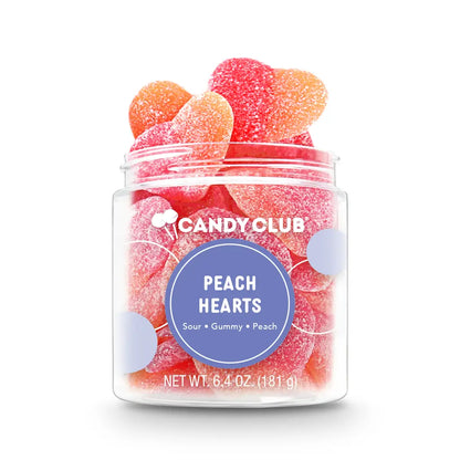 Avery’s Peach Hearts from Candy Club — peach-flavored heart-shaped gummies, available at Sweet Impressions by Avery.