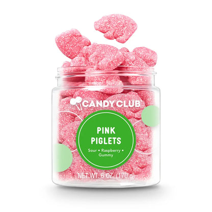 Avery’s Pink Piglets from Candy Club — adorable pig-shaped gummies with sweet-tart berry flavor, available at Sweet Impressions by Avery.