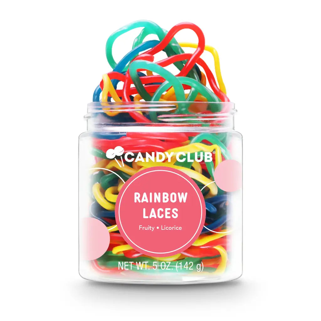 Avery’s Rainbow Laces from Candy Club — long, colorful, fruity candy strands, available at Sweet Impressions by Avery.