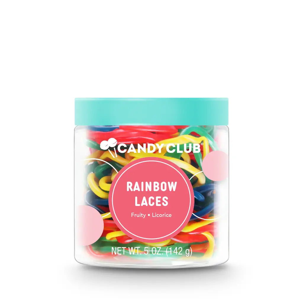 Avery’s Rainbow Laces from Candy Club — long, colorful, fruity candy strands, available at Sweet Impressions by Avery.