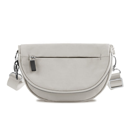 Riley All Around Foldover Crossbody (Gray) — gray nylon crossbody bag with foldover top, adjustable strap, and silver hardware, available at Frost Impressions Boutique in Wapakoneta, Ohio.