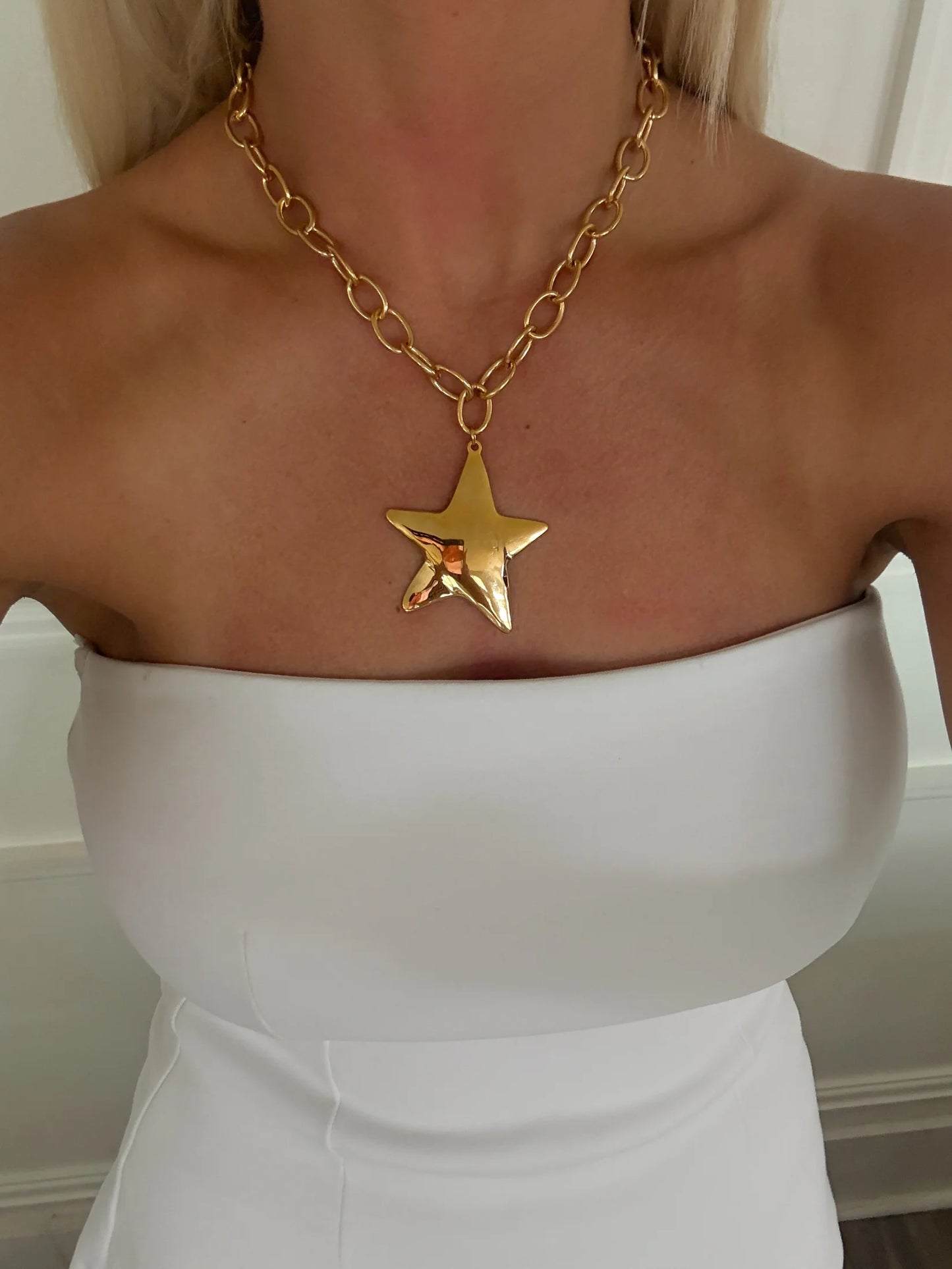 Star Necklace (Gold) — 18k gold plated stainless steel 16–18 inch adjustable water-resistant necklace with star pendant, available at Frost Impressions Boutique in Wapakoneta, Ohio.
