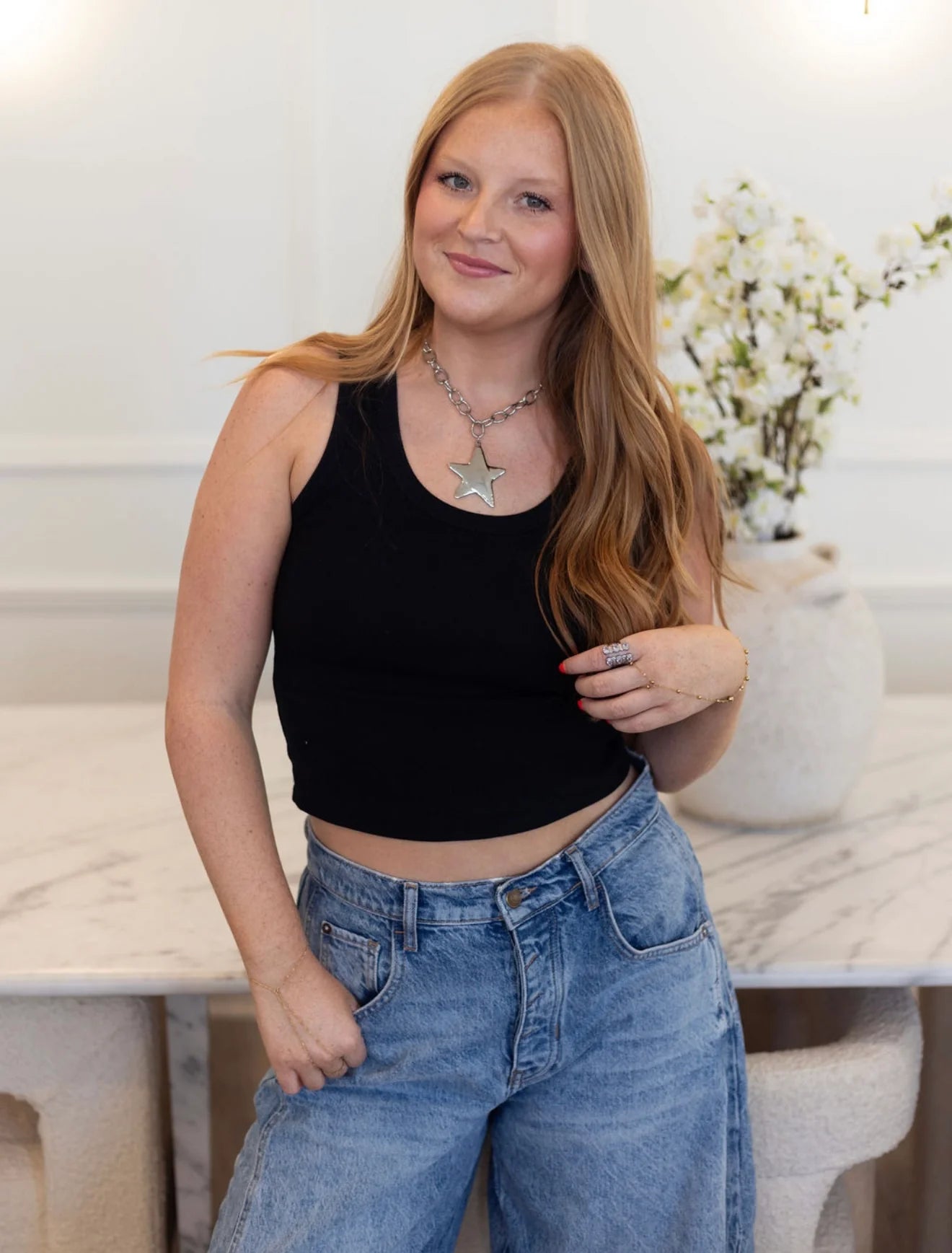 Star Necklace (Silver) — silver stainless steel 16–18 inch adjustable water-resistant necklace with star pendant, available at Frost Impressions Boutique in Wapakoneta, Ohio.