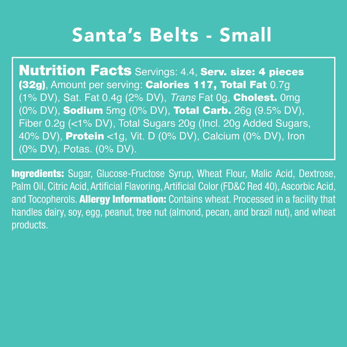 Avery’s Santa’s Belts from Candy Club — strawberry sour candy belts with sugar sanding, available at Sweet Impressions by Avery.