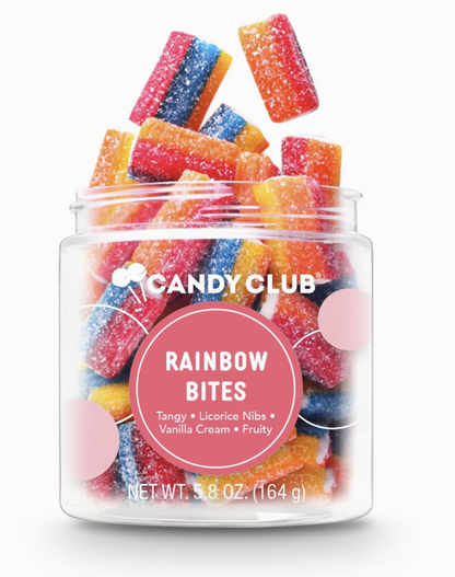 Avery’s Rainbow Bites from Candy Club — rainbow-striped chewy candy with a sweet vanilla cream center, available at Sweet Impressions by Avery.
