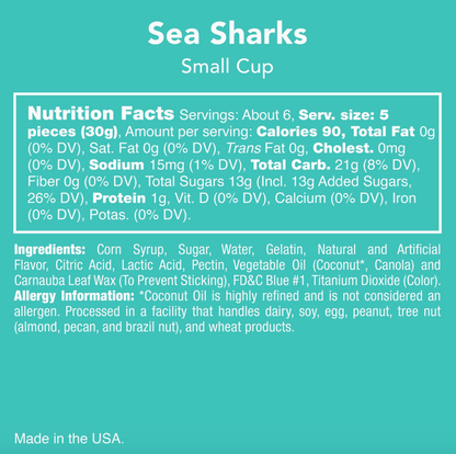 Avery’s Sea Sharks from Candy Club — fruity shark-shaped gummies in cherry, lemon-lime, and blue raspberry flavors, available at Sweet Impressions by Avery.