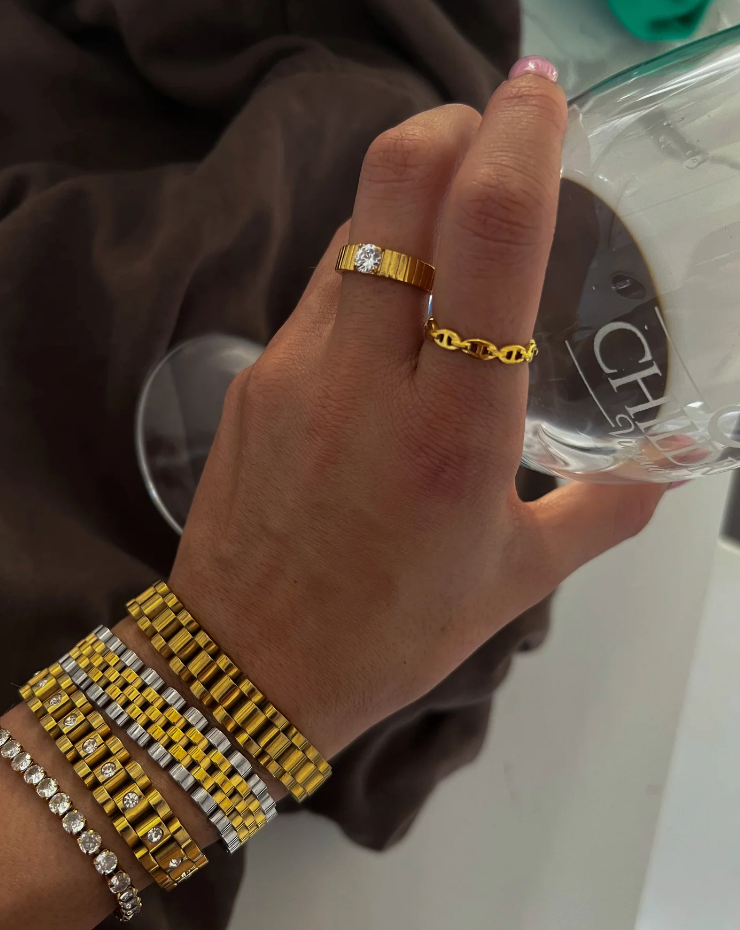 The Paris Ring — 18k gold plated stainless steel water-resistant ring, available at Frost Impressions Boutique in Wapakoneta, Ohio.