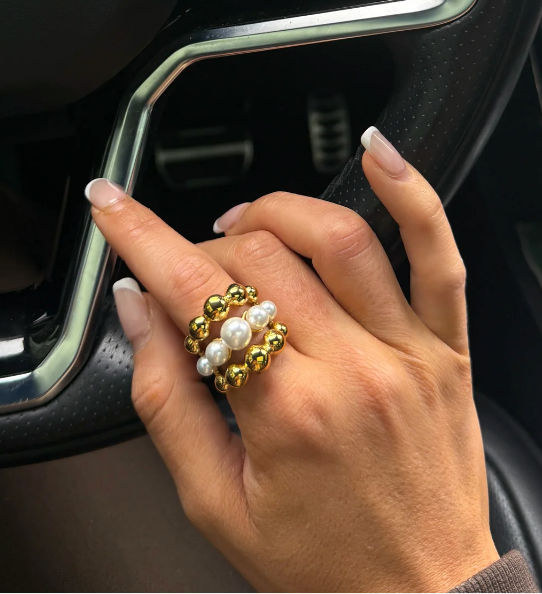 Emma Ring — 18k gold plated stainless steel water-resistant ring with lifetime warranty, available at Frost Impressions Boutique in Wapakoneta, Ohio.