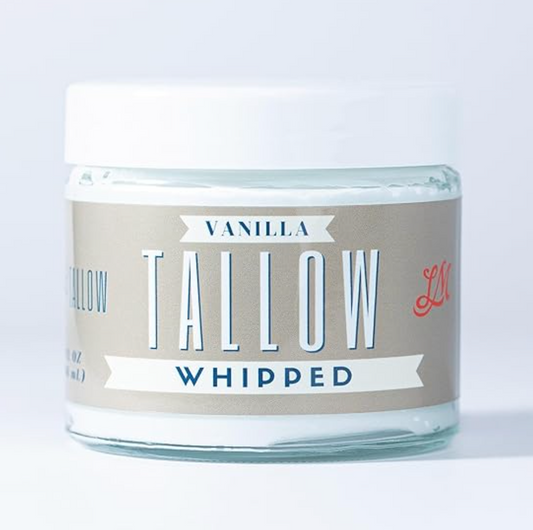 Vanilla Whipped Tallow — 9oz jar of natural whipped beef tallow moisturizer with a light vanilla scent, available at Frost Impressions Boutique in Wapakoneta, Ohio.