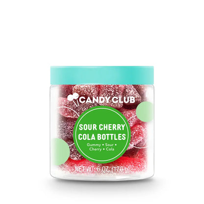 Avery’s Sour Cherry Cola Bottles from Candy Club — soda pop-shaped gummies coated in sour sugar with cherry cola flavor, available at Sweet Impressions by Avery.