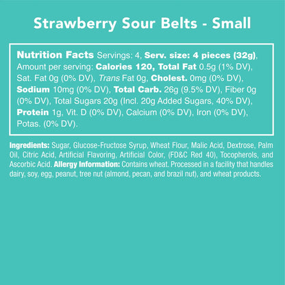 Avery’s Strawberry Sour Belts from Candy Club — sugar-sanded sour strawberry candy belts, available at Sweet Impressions by Avery.