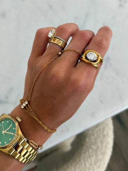 The Dylan Ring — 18k gold plated stainless steel water-resistant ring with lifetime warranty, available at Frost Impressions Boutique in Wapakoneta, Ohio.