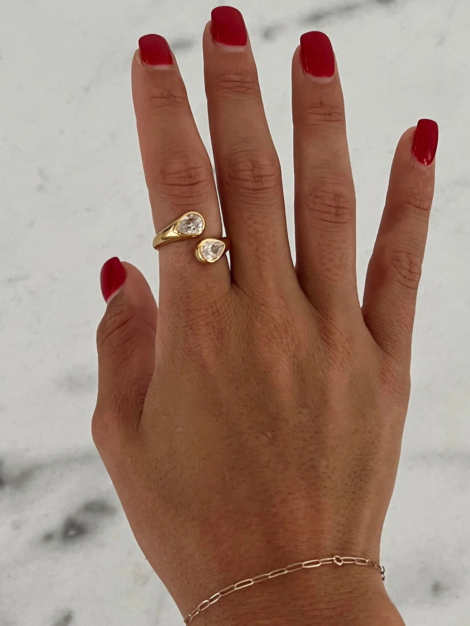 The Harper Ring — 18k gold plated stainless steel adjustable ring, water resistant, available at Frost Impressions Boutique in Wapakoneta, Ohio.