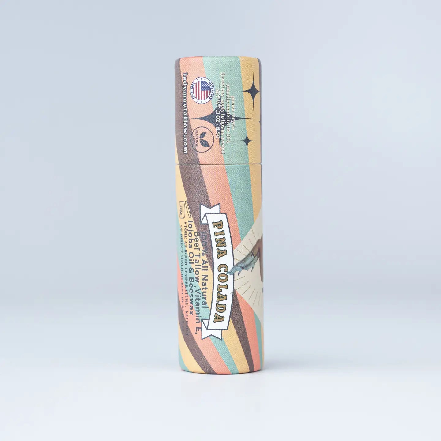 Lady May Tallow Lip Balm — pure and natural moisturizing lip balm made with tallow, beeswax, and jojoba oil, available at Frost Impressions Boutique in Wapakoneta, Ohio.