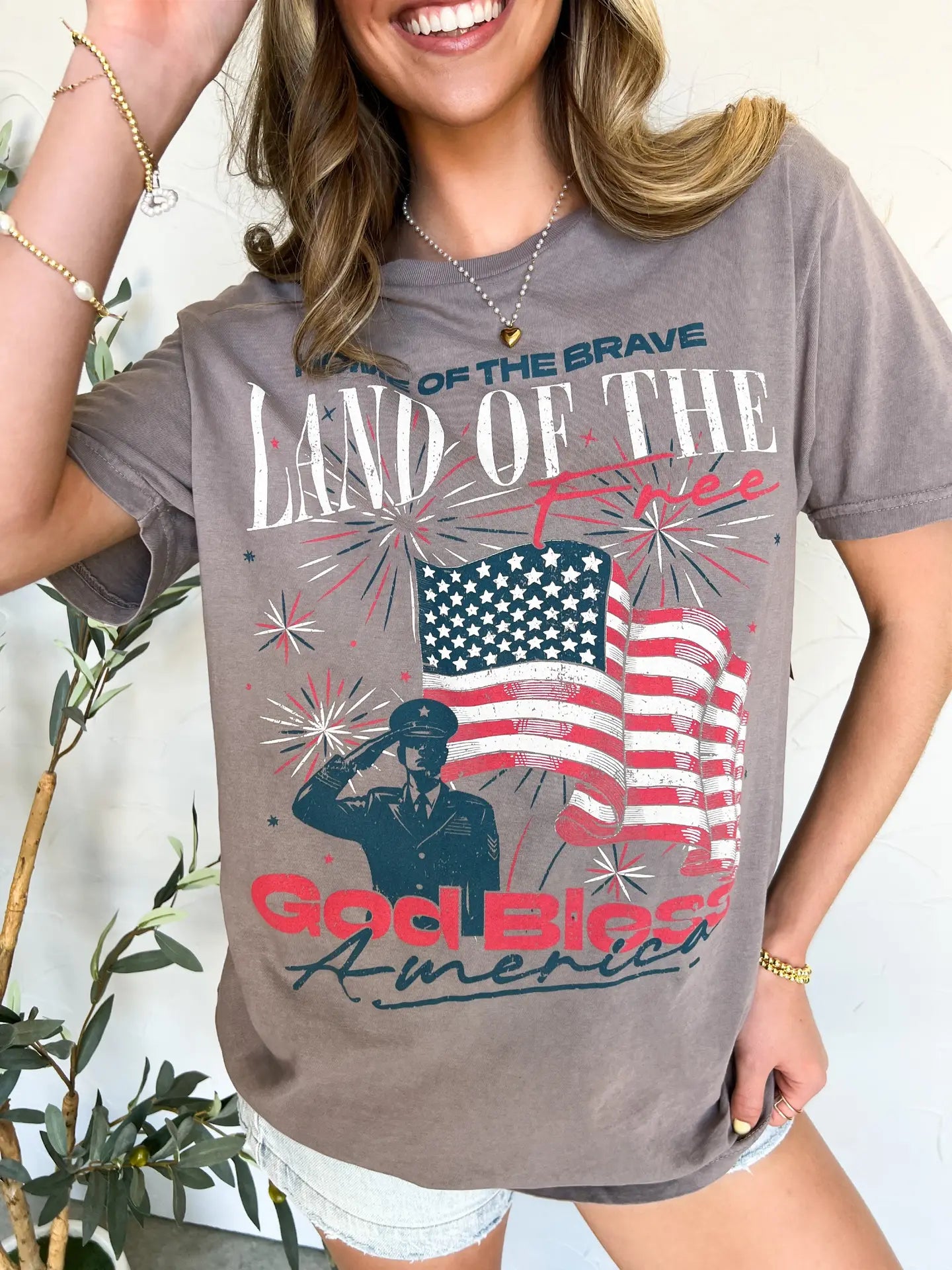 Zinc mineral washed graphic tee with vintage Old Glory design and relaxed unisex fit