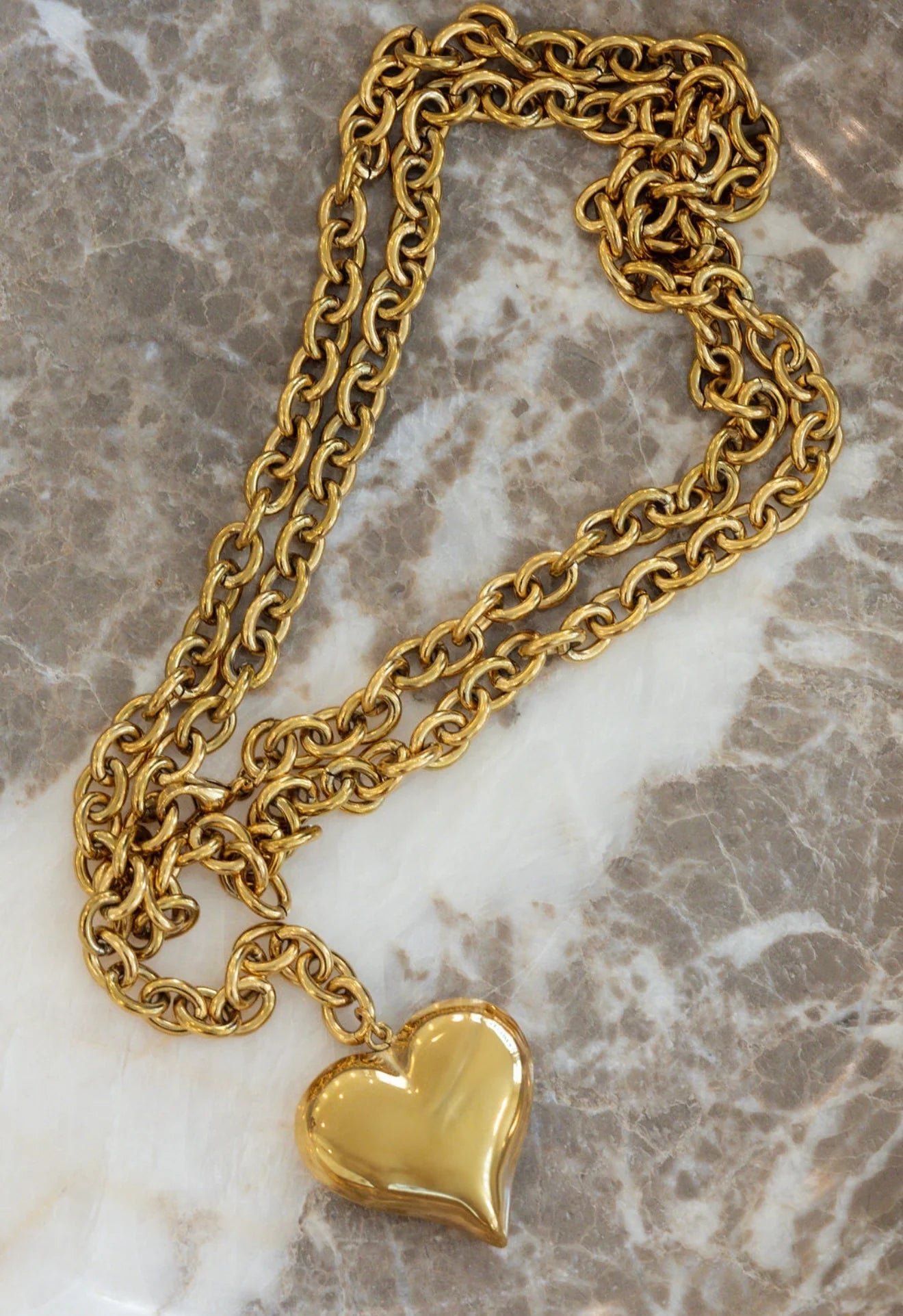 XL Wrap Around Heart Necklace (Gold) — 18k gold plated stainless steel statement heart necklace, available at Frost Impressions Boutique in Wapakoneta, Ohio.