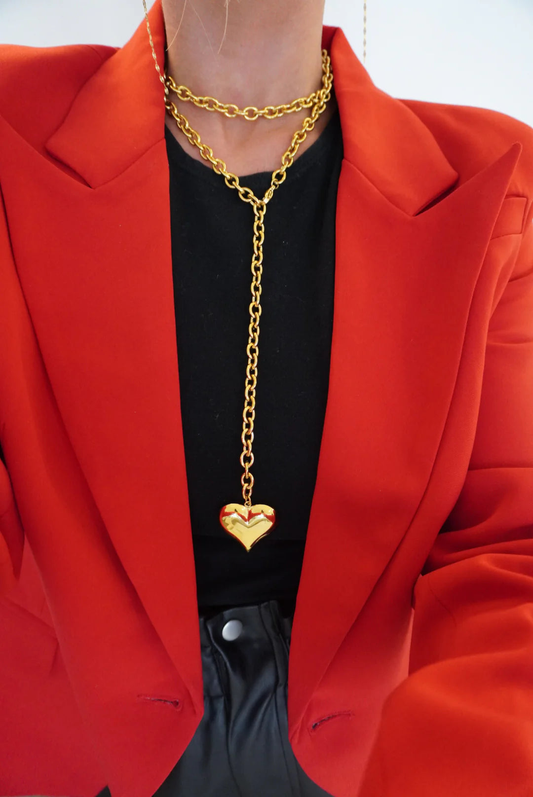 XL Wrap Around Heart Necklace (Gold) — 18k gold plated stainless steel statement heart necklace, available at Frost Impressions Boutique in Wapakoneta, Ohio.