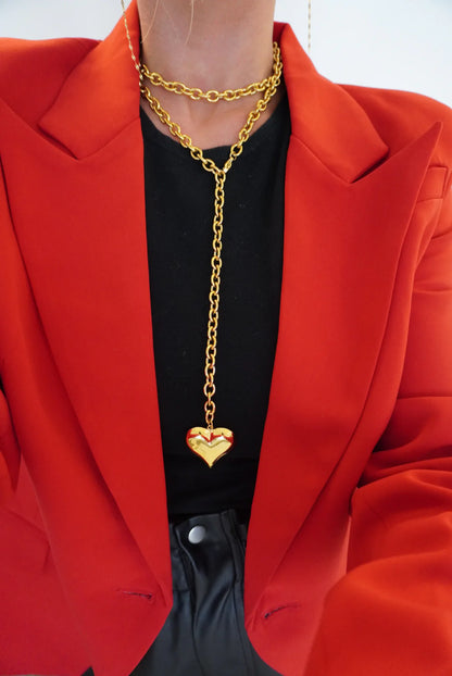 XL Wrap Around Heart Necklace (Gold) — 18k gold plated stainless steel statement heart necklace, available at Frost Impressions Boutique in Wapakoneta, Ohio.