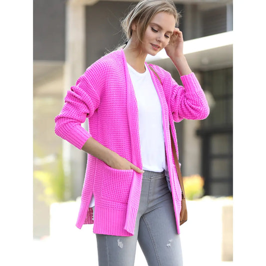 Fuchsia Pink Waffle Cardi