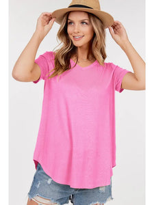 Frost Basic V-Neck Top (Frost Pink)
