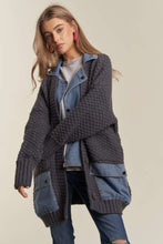 Load image into Gallery viewer, Denim Contrast Sweater Cardi (Grey)
