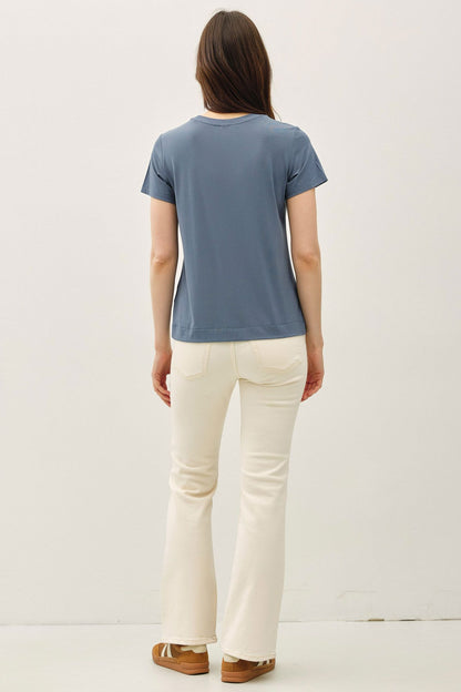Dusty blue round neck short sleeve bamboo modal t-shirt — Frost Favorite Basic Tee (Dusty Blue) from Frost Impressions Boutique.