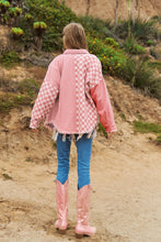 Load image into Gallery viewer, Checker Denim Mix Jacket (Pink)

