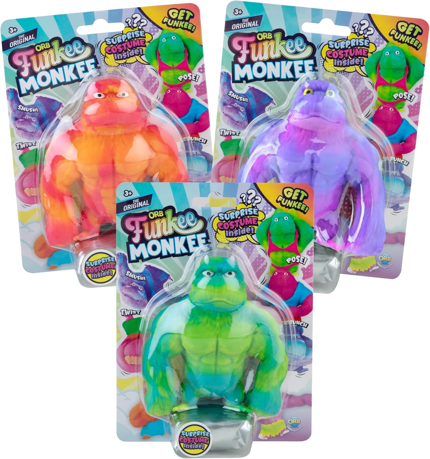 Colorful stretchy monkey toy novelty stress toy sold individually in surprise colors
