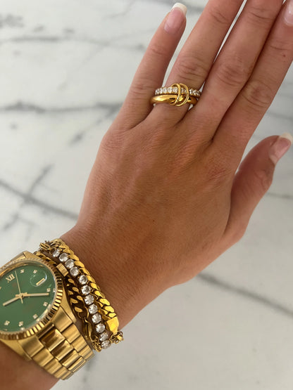 The Grace Ring — 18k gold plated stainless steel water-resistant ring with lifetime warranty, available at Frost Impressions Boutique in Wapakoneta, Ohio.