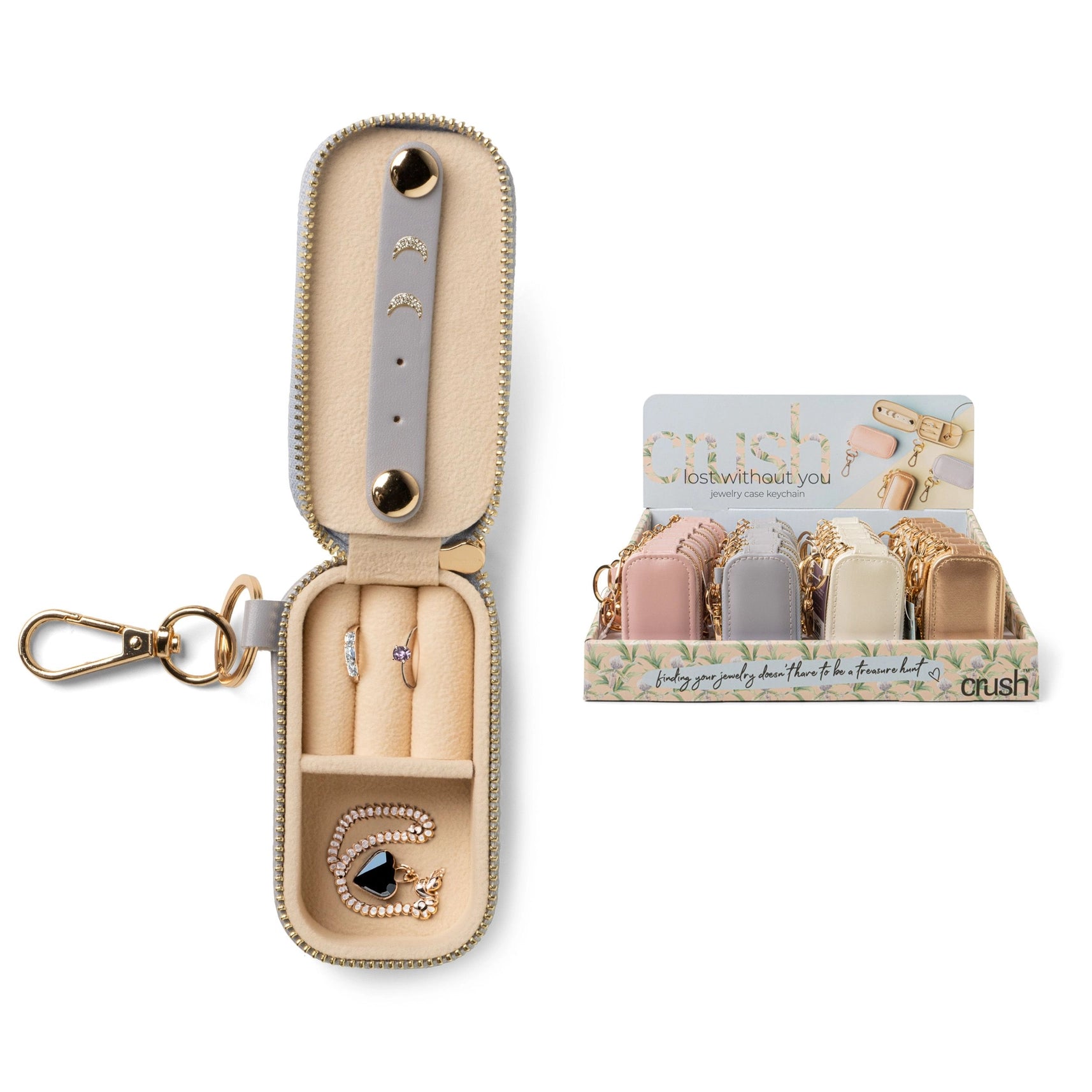 Keep It Cute Jewelry Keychain — vegan leather mini jewelry travel case with keyring from Frost Impressions Boutique in Wapakoneta, Ohio.
