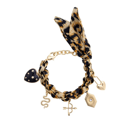 Leopard print scarf bracelet with Greek key charm — Frost Impressions Boutique, Wapakoneta, Ohio.