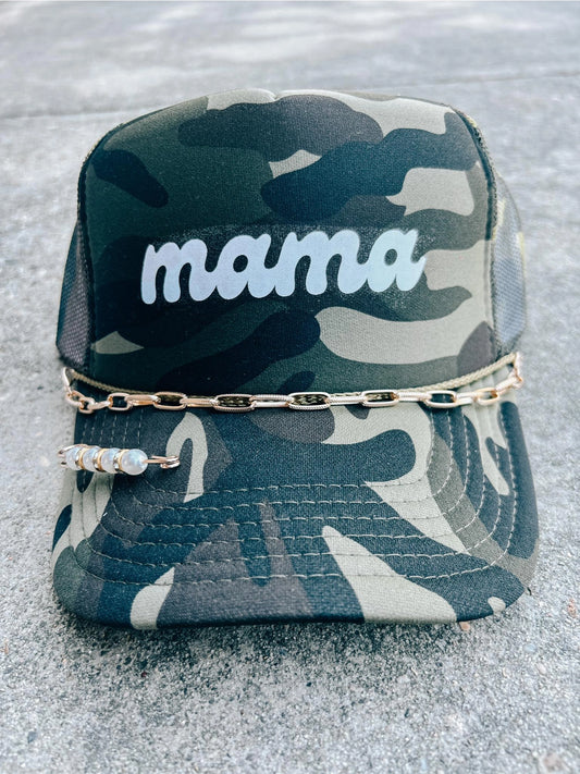 Mama Camo Trucker Hat (w/ chain/pin)