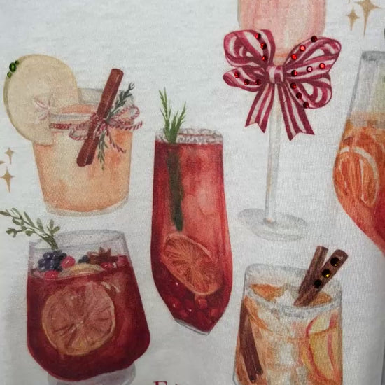 Natural Tultex t-shirt with “Full of Holiday Spirit” DTG print and stone detailing — Full of Holiday Spirit Tee from Frost Impressions Boutique.