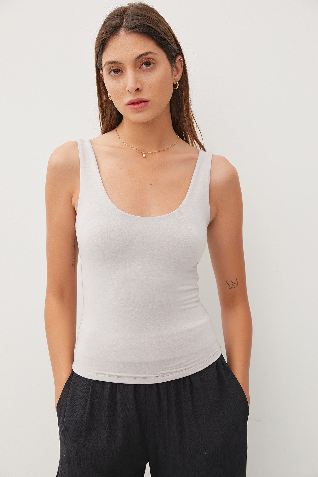Pebble scoop neck jersey tank top — Your Favorite Tank (Pebble) from Frost Impressions Boutique.